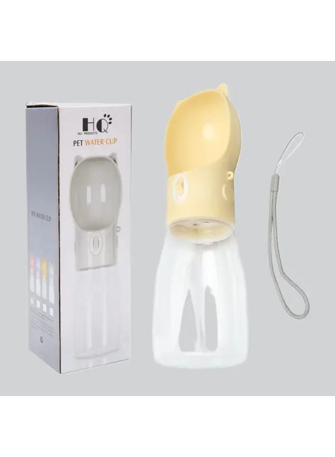 Yellow Portable Manual Push Pull Pet Water Dispenser Collapsible Dog Cat Travel Bottle - Image 1