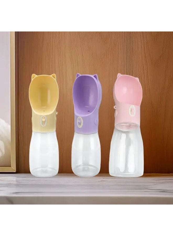 Yellow Portable Manual Push Pull Pet Water Dispenser Collapsible Dog Cat Travel Bottle - Image 3
