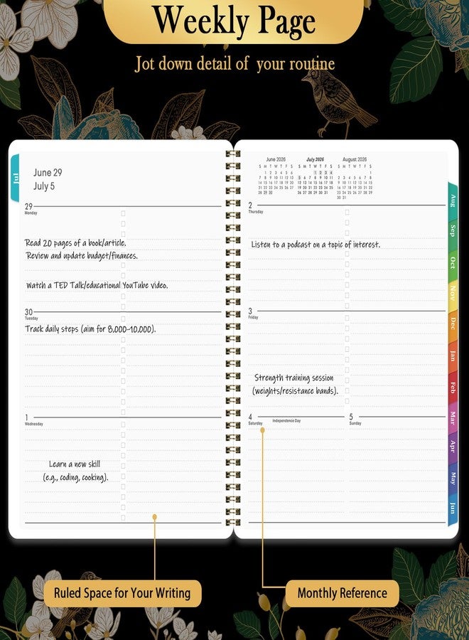 Pinchoco Planner 2026-2027 - Academic Planner 26-27, Jul.2026 - Jun.2027, 8" x 10", 2026-2027 Planner Weekly Monthly with Colorful Tabs, Twin-wire Binding, Back Pocket - Image 5