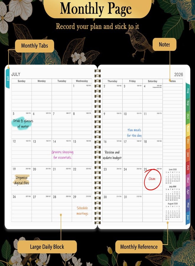 Pinchoco Planner 2026-2027 - Academic Planner 26-27, Jul.2026 - Jun.2027, 8" x 10", 2026-2027 Planner Weekly Monthly with Colorful Tabs, Twin-wire Binding, Back Pocket - Image 4