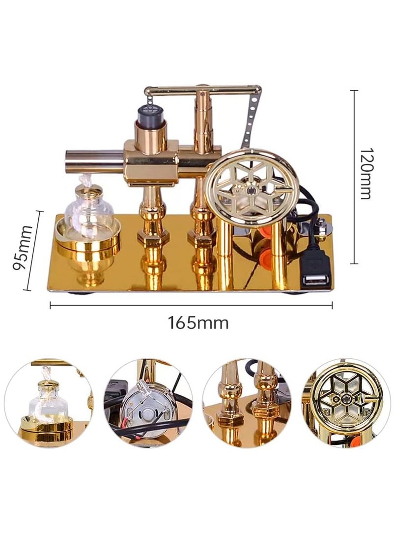 إيفرين مولد محرك ستيرلينغ من سبائك الألومنيوم الذهبي، نموذج لعبة علمية فيزيائية تعليمية للأعمار من 14 عامًا فما فوق، مجموعة تجارب علمية يمكن تجميعها بنفسك - Image 2