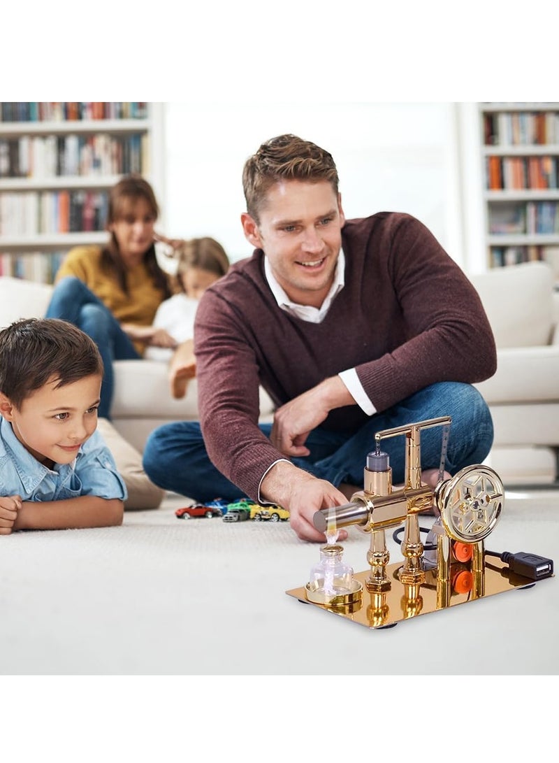 إيفرين مولد محرك ستيرلينغ من سبائك الألومنيوم الذهبي، نموذج لعبة علمية فيزيائية تعليمية للأعمار من 14 عامًا فما فوق، مجموعة تجارب علمية يمكن تجميعها بنفسك - Image 4