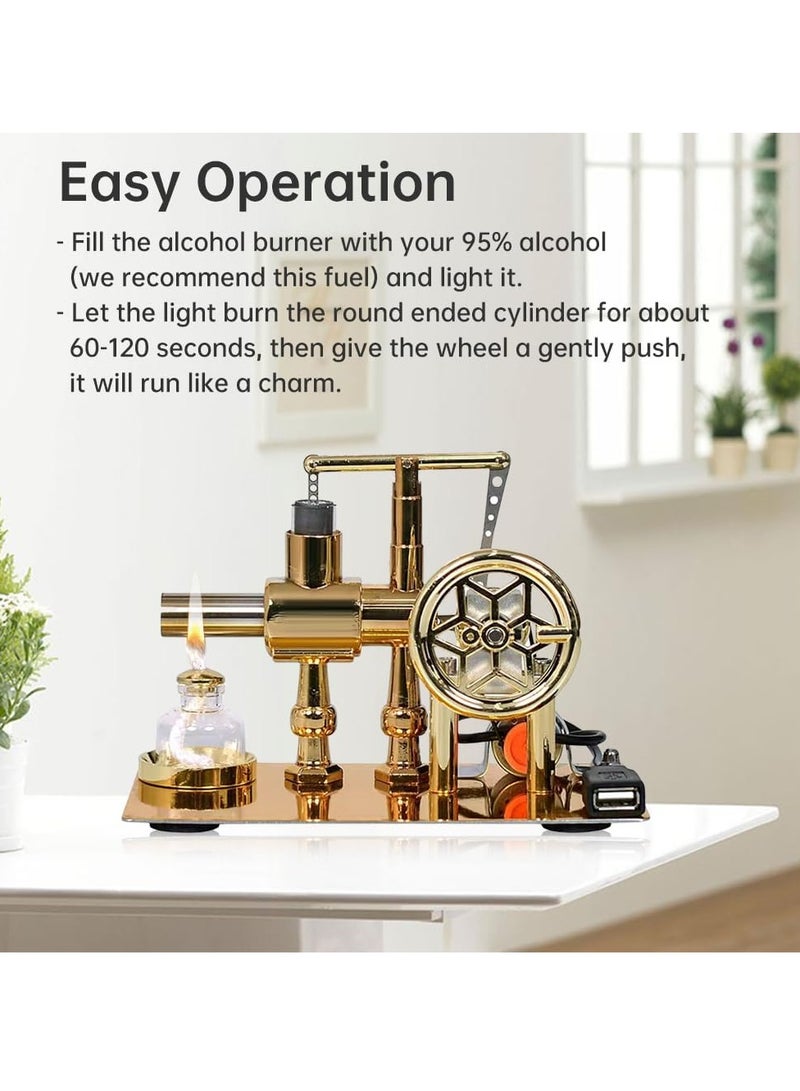 إيفرين مولد محرك ستيرلينغ من سبائك الألومنيوم الذهبي، نموذج لعبة علمية فيزيائية تعليمية للأعمار من 14 عامًا فما فوق، مجموعة تجارب علمية يمكن تجميعها بنفسك - Image 5