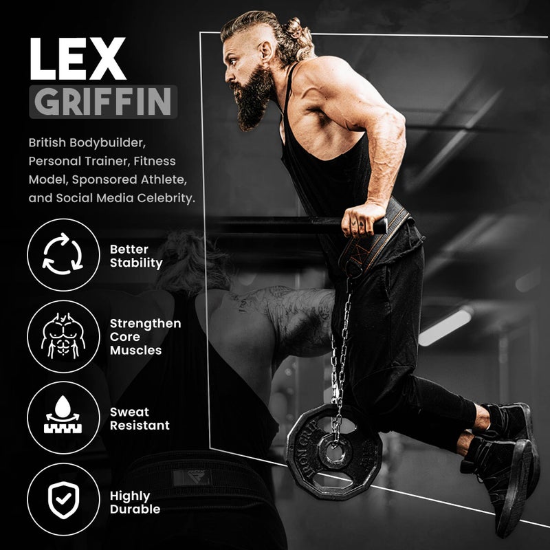 Rdx حزام RDX للغمس لرفع الأثقال، سلسلة فولاذية قابلة للتعديل بطول 36 بوصة، حزام الغمس لتمارين الشد في الصالة الرياضية، كمال الأجسام، رفع الأثقال، اللياقة البدنية، 6 بوصات دعم خلفي مبطن من النيوبرين للرجال والنساء - Image 4