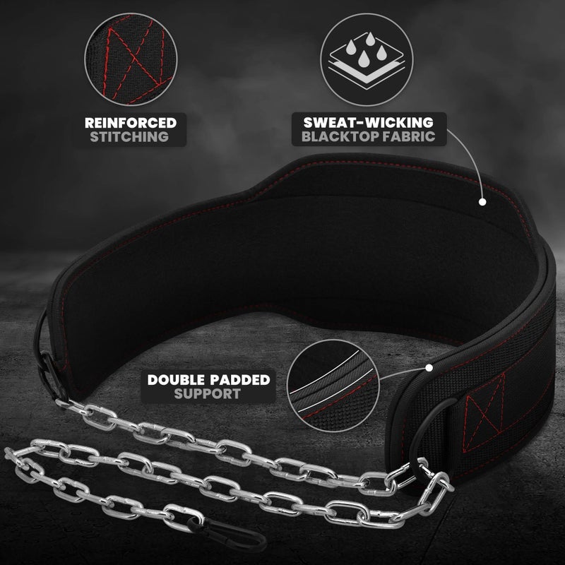 Rdx حزام RDX للغمس لرفع الأثقال، سلسلة فولاذية قابلة للتعديل بطول 36 بوصة، حزام الغمس لتمارين الشد في الصالة الرياضية، كمال الأجسام، رفع الأثقال، اللياقة البدنية، 6 بوصات دعم خلفي مبطن من النيوبرين للرجال والنساء - Image 5
