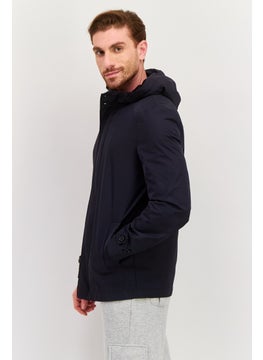 GEOX Men Plain Parka Jacket, Navy Blue  - Image 4
