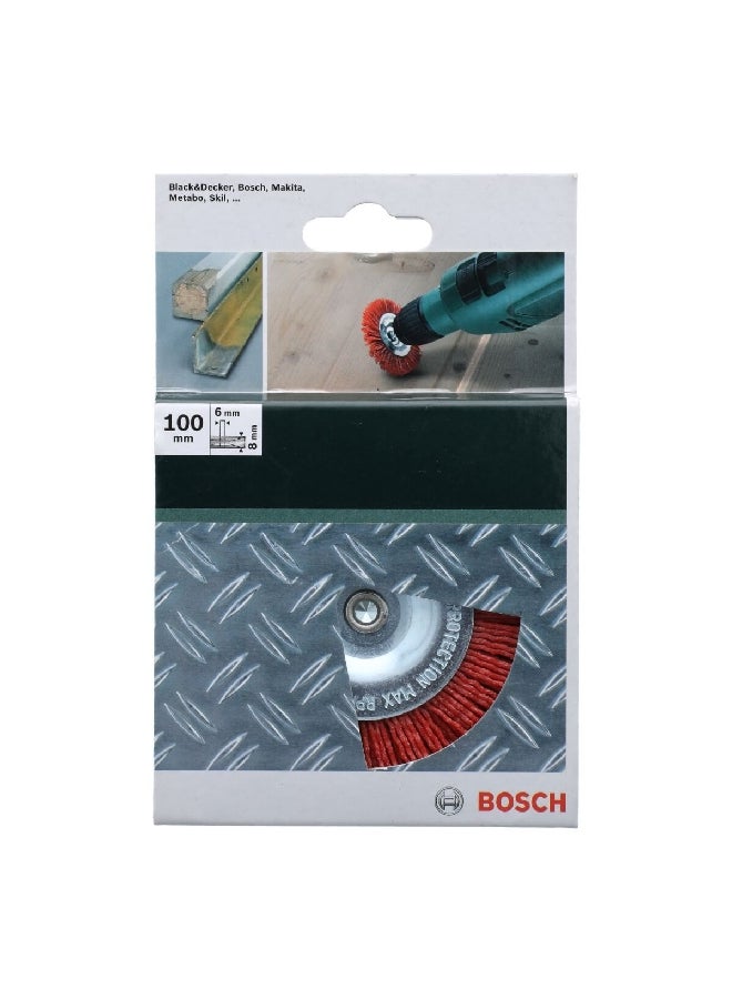 BOSCH Aluminium Oxide Coated Nylon Bristles Abrasive Wire Cup Brush Red and Silver 6 x 100 mm 2 609 256 537