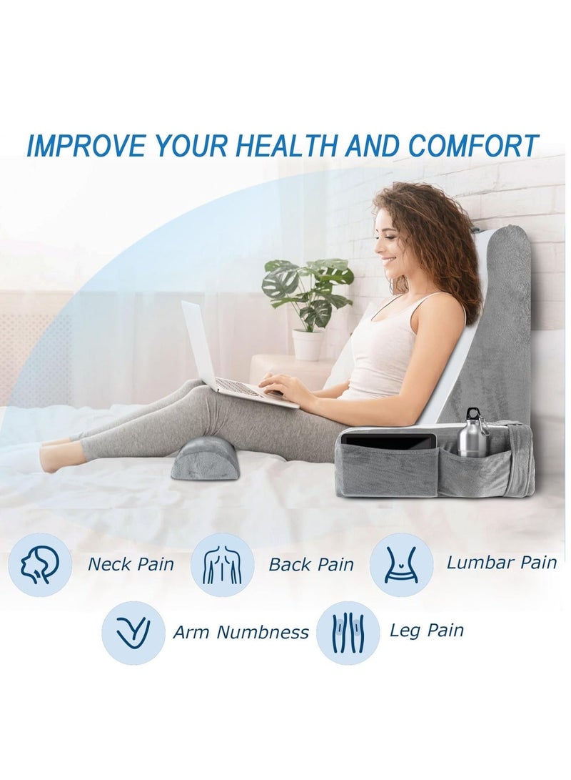 WALALLA Ergonomic Extra Large Memory Foam Reading Pillow, Removable Pillow Backrest, Separable Lumbar Pillow, Neck Support pillow, Seat Cushion, Bed Rest Pillow, Lounge Cushion, Back Support Pillow - Image 3