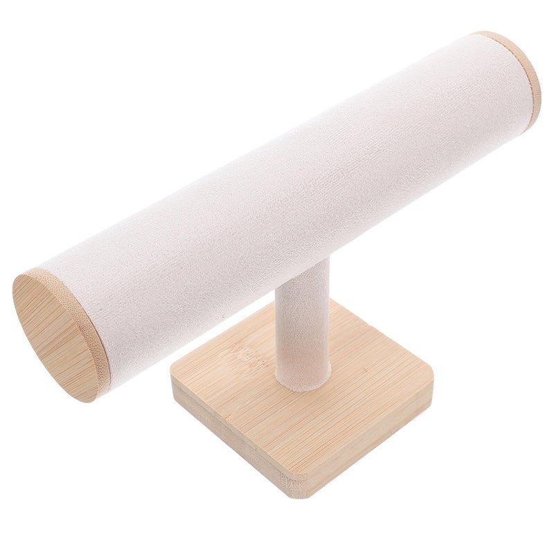 FOMIYES T Bar Bracelet Watch Display Stand Wood Base Single Layer Velvet Organizer - Image 2