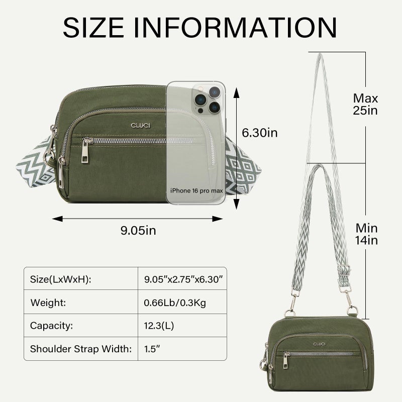 CLUCI Canvas Crossbody Bags for Women Travel,Travel Bags for Women,Travel Purses Anti Theft Crossbody,Convertible Belt Bag - Image 5