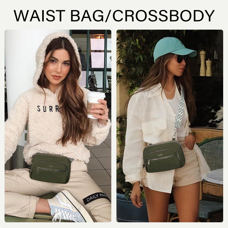 CLUCI Canvas Crossbody Bags for Women Travel,Travel Bags for Women,Travel Purses Anti Theft Crossbody,Convertible Belt Bag - Image 2