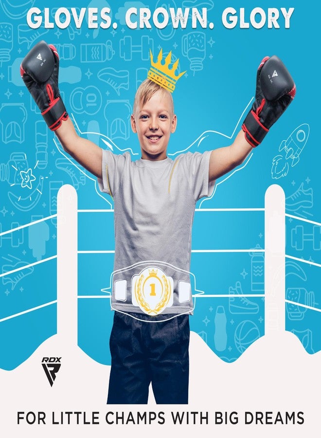 RDX Kids Boxing Gloves, 6oz 4oz Junior Training Mitts, Maya Hide Leather Ventilated Palm, Muay Thai Sparring MMA Kickboxing, Punch Bag Speed Ball Focus Pads Punching Workout, Youth Games Fun - Image 3