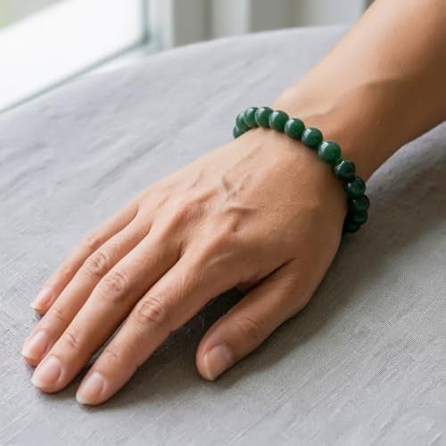 GEMSMANTRA Premium Natural Jade Stretchable Crystal Bracelet | Lab Certified 8 mm Round Cut Beads | Unisex Healing Bracelet for Men & Women | Promotes Joy, Abundance & Emotional Healing - Image 3