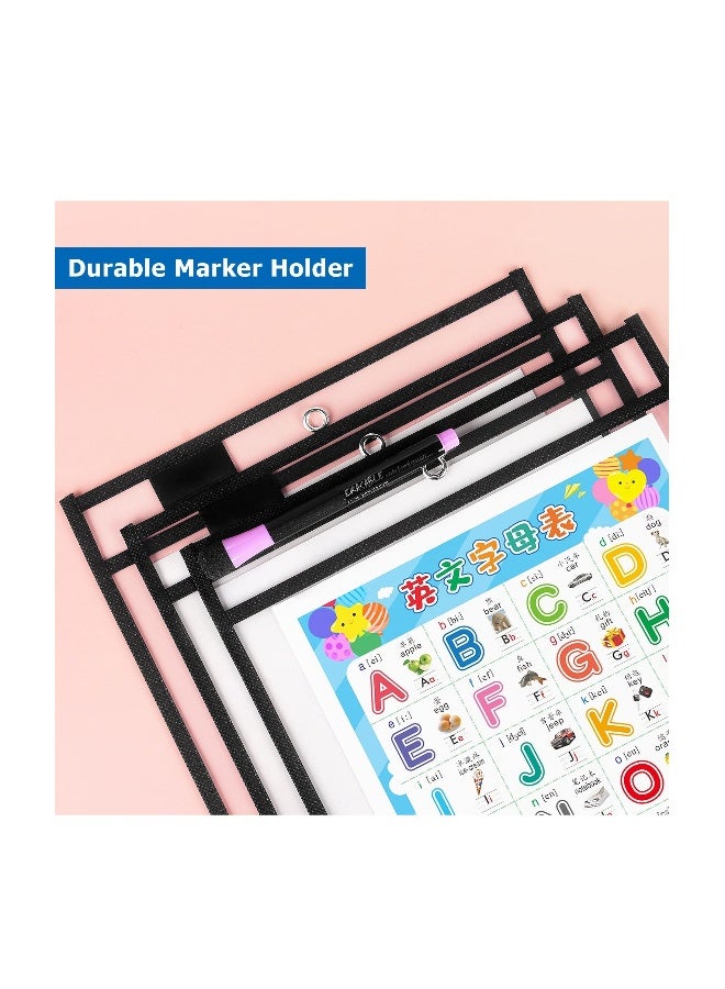 Generic Dry Erase Pocket Sleeves, 10 x 14 Inch Ticket Holders, 8 Pcs Clear Reusable Plastic Sleeves, Plastic Sheet Protectors, for Classroom, School, Office, Home for Teachers, Students, Black  - Image 5