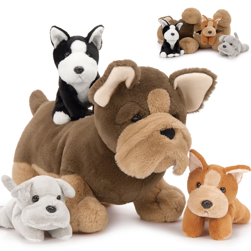 MorisMos French Bulldog Stuffed Animal with Babies18 Mommy Stuffed Dog Push with Puppy Toys for Kids4Pcs Realistic French Bulldog Toys for Girl BoyPug Toy Gift for Birthday Christmas - Image 2