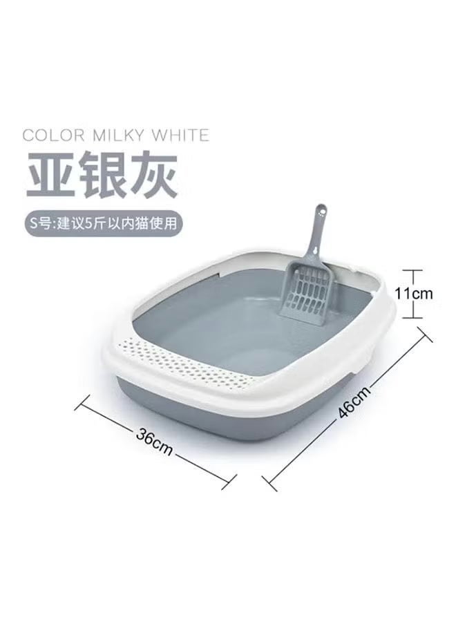 Cat Sand Basin - Heavy-Duty Open Litter Box Tray - Durable Plastic Pet Litter Pan with Removable Splash Shield Sides & Litter Scoop ($18 \times 14\text{ Inch}$ Sleek Modern Green & White Profile, 1 Pc Set) - Manual Personal Pet Care Preservation Sorting Convenience & Pet Hygiene Asset Management Template