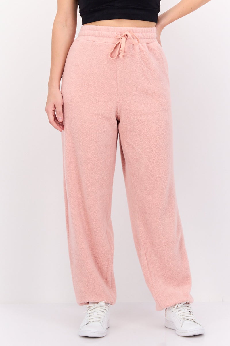 NIA Women Regular Fit Textured Jogger Pants, Pink - Image 1