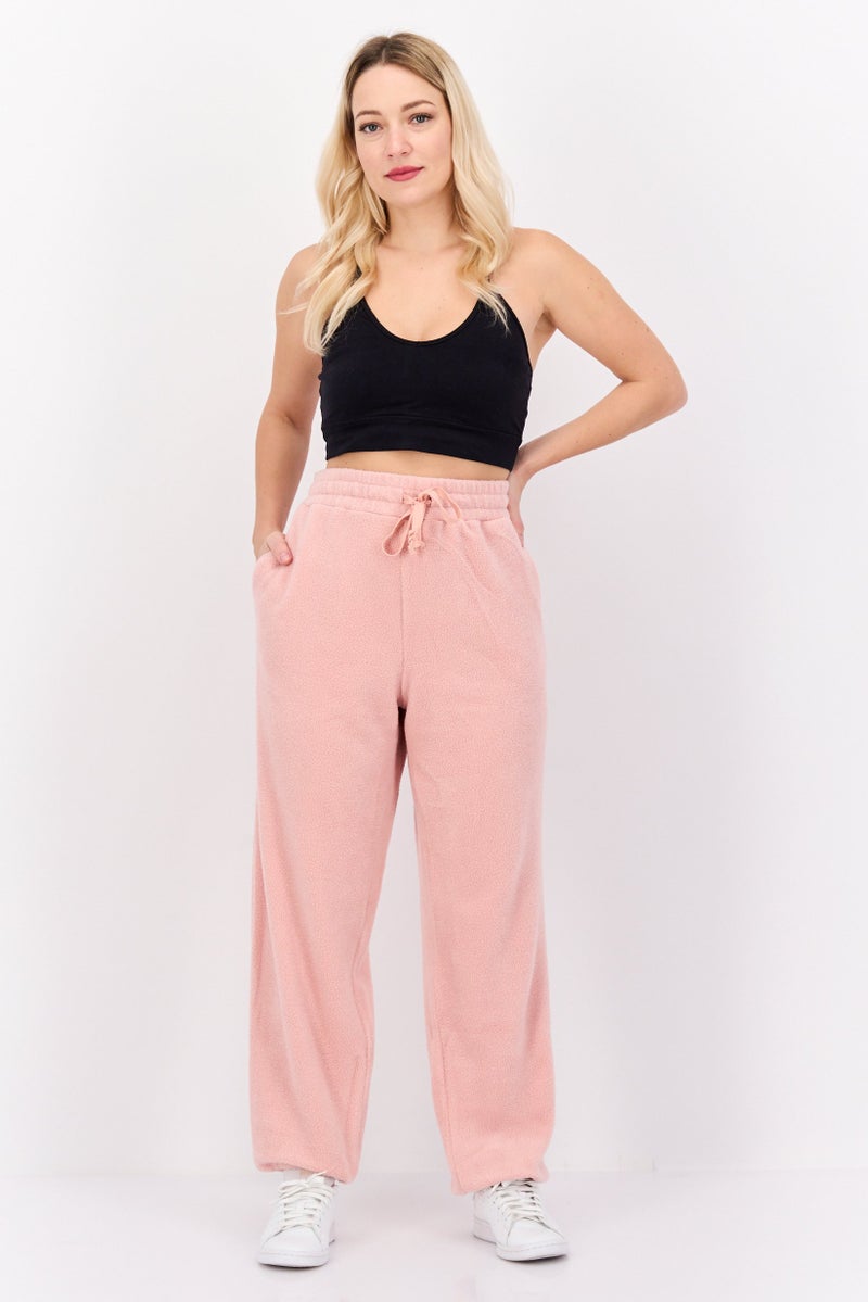 NIA Women Regular Fit Textured Jogger Pants, Pink - Image 4