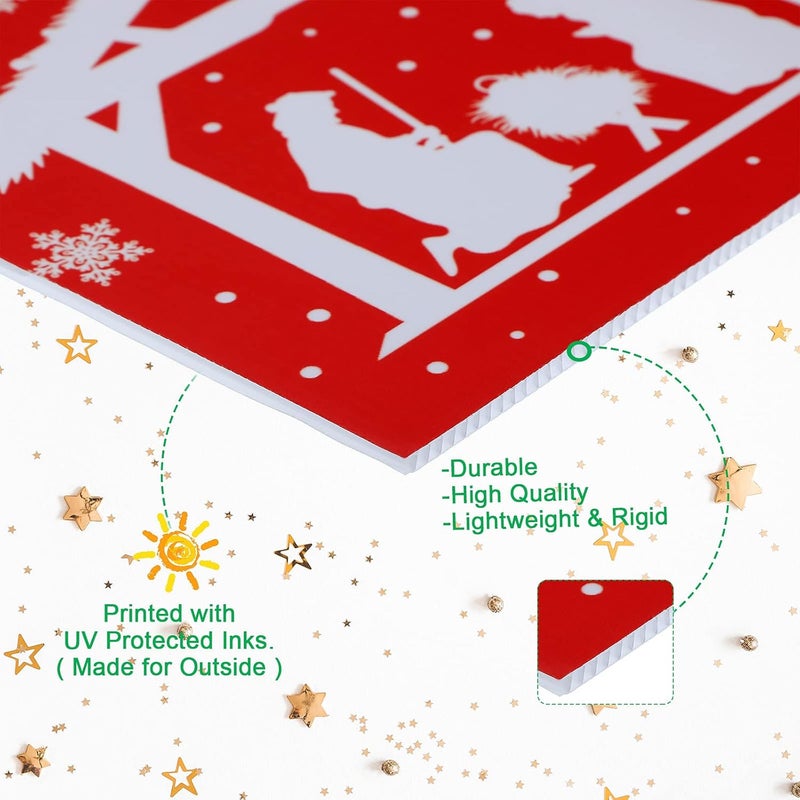 Marsui Jesus is The Reason for The Season Yard Sign Christmas Nativity Outdoor Decoration Lawn Sign Manger Scene Religious Lawn Decorations with Stakes for Christmas Decor, Church, Home Decoration (Red) - Image 3
