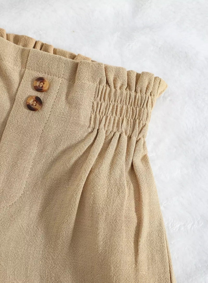 Toddler Girls Paperbag Waist Roll Hem Shorts - Image 2