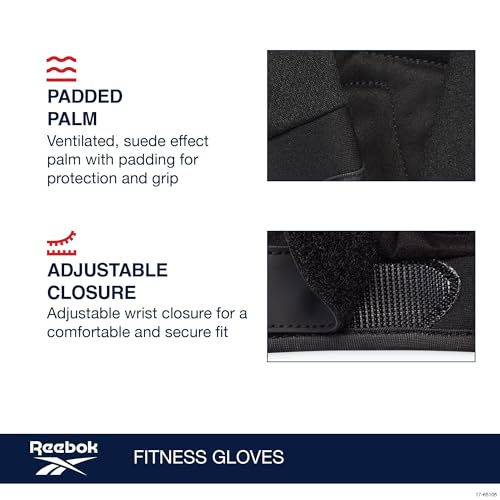 Reebok Classic Fingerless Gloves Lightweight Fitness & Weight Lifting Gloves for Training, Crossfit, Cycling & Home Gym Exercise, Breathable Workout Gloves for Men & Women - Image 2