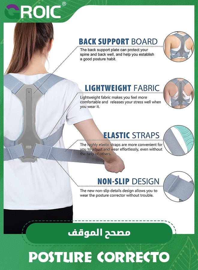 GROIC Posture Corrector for Women, Adjustable Upper Back Brace for Back Support and Providing Pain Relief, Shoulder - Comfortable Upright Back Straightener (M 31-36 Inch) - Image 4