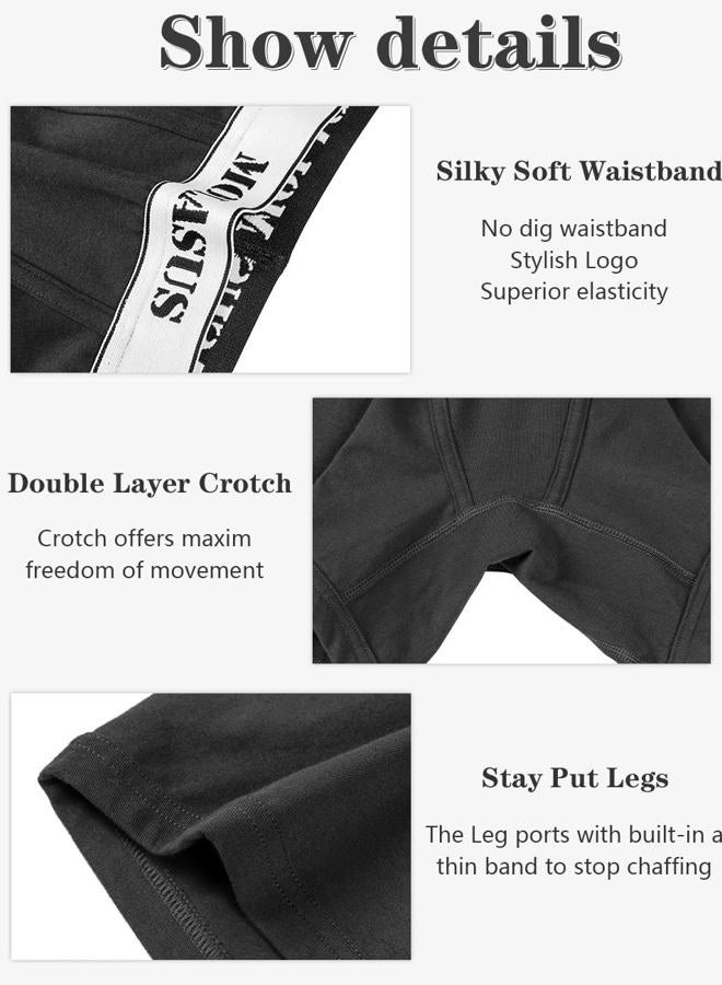 Molasus 4.5" Inseam Womens Trunks Underwear Soft Cotton Boxer Briefs Ladies Anti Chafing Boy Shorts Panties Pack of 4 - Image 4