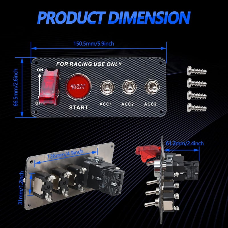 Geloo Racing Car Ignition Switch Panel - Image 5