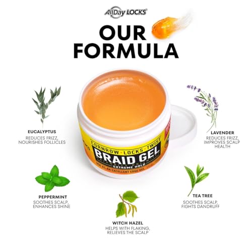 AllDay Locks Braid Gel (15 oz) | Extreme Hold, High Shine | Frizz & Flake-Free Edge Control | Tea Tree, Lavender, Peppermint Oil | Slick & Style Braids, Locks, Twists, Cornrows | 15 oz - Image 5