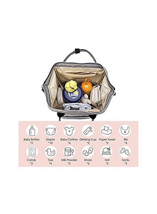 Chinmay Kids Baby Diaper Bag Stylish Polyester Organizer Backpack For New Born Baby Mother Mom For Casual Travel Outing & Travelinggrey  - Image 3