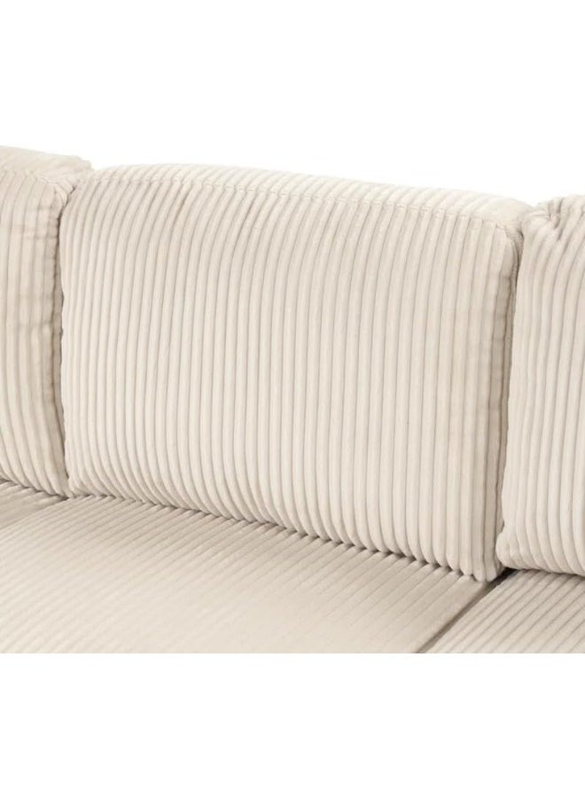 Comfynest Oversized U-Shape Sleeper Sectional Sofa with Storage Chaise – Convertible Modular Couch with Pull-Out Bed (Beige, Right Chaise) - Image 4