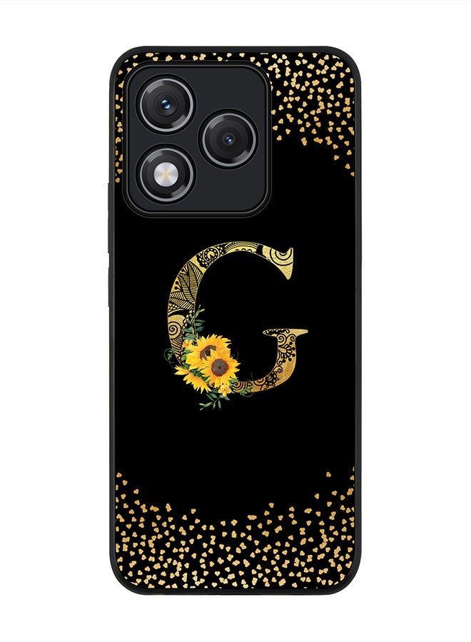 For Honor 400 Lite Case,Slim fit Camera Protection, Shockproof Thin Phone cover  - Custom Floral Monogram - G ( Black )