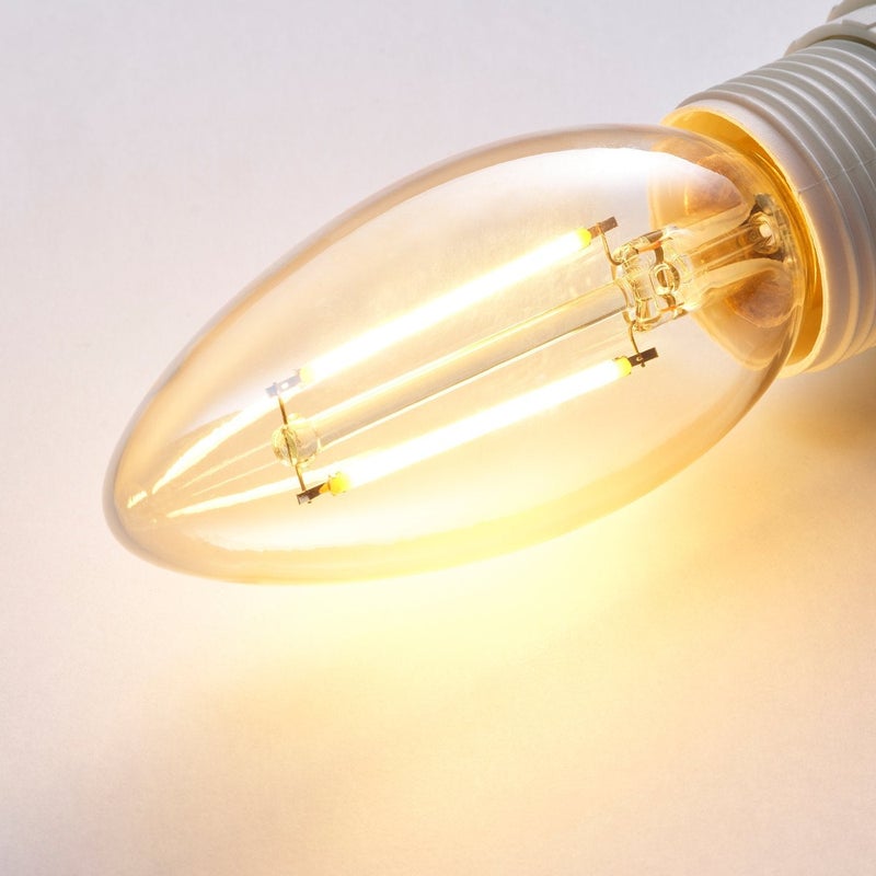 LUNNOM Dimmable Retro Filament LED Bulb E14 210 Lumen, Chandelier Brown Clear Glass - Image 3