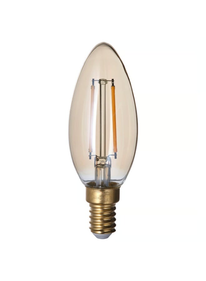 LUNNOM Dimmable Retro Filament LED Bulb E14 210 Lumen, Chandelier Brown Clear Glass - Image 1
