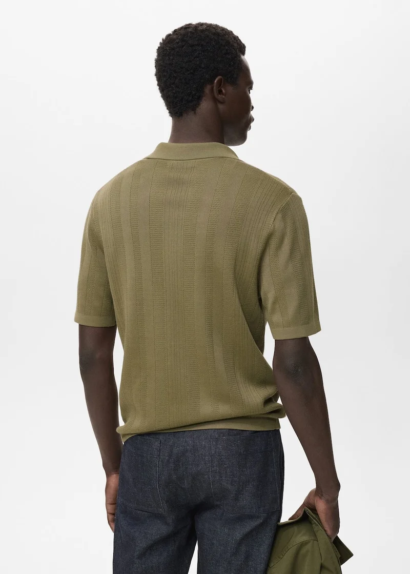Mango Man Ribbed knit polo shirt
