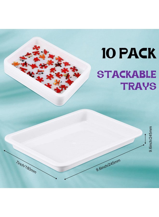Hanaive Hanaive 10 Pack Puzzle Sorting Trays for Jigsaws up to 1500 Pieces White Stackable Puzzle Sorting Trays Multipurpose Organizer Plates for Toys Beads Painting DIY Projects Fun Home Activities  - Image 2