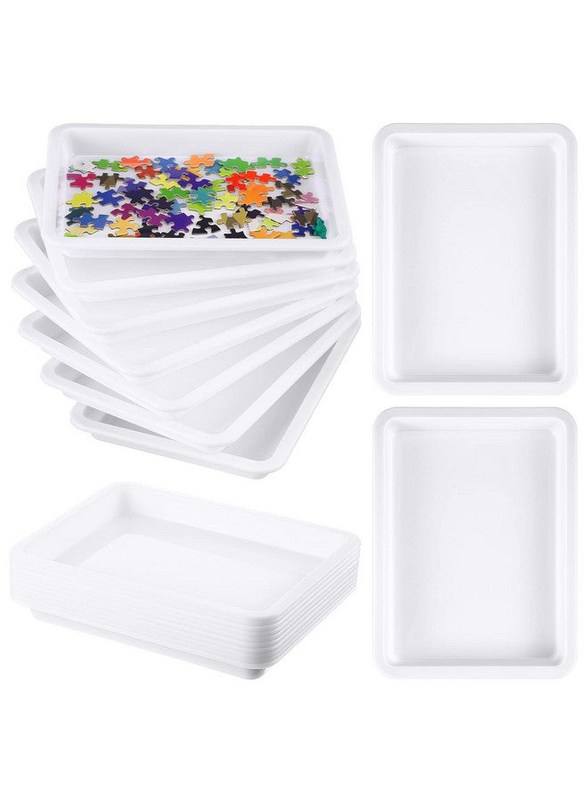 Hanaive Hanaive 10 Pack Puzzle Sorting Trays for Jigsaws up to 1500 Pieces White Stackable Puzzle Sorting Trays Multipurpose Organizer Plates for Toys Beads Painting DIY Projects Fun Home Activities  - Image 1