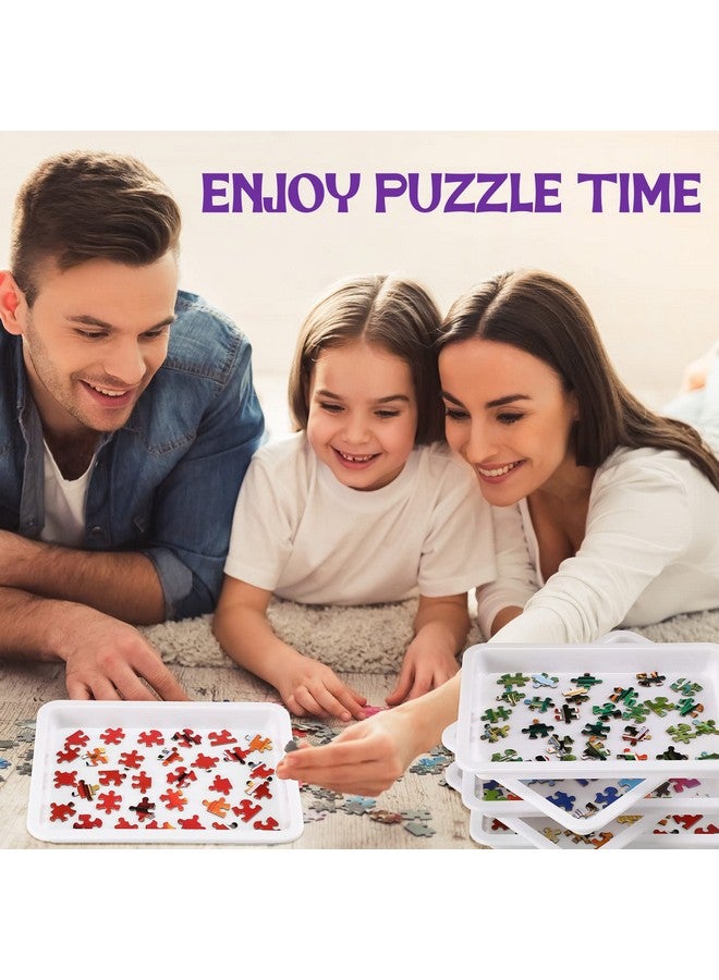 Hanaive Hanaive 10 Pack Puzzle Sorting Trays for Jigsaws up to 1500 Pieces White Stackable Puzzle Sorting Trays Multipurpose Organizer Plates for Toys Beads Painting DIY Projects Fun Home Activities  - Image 4