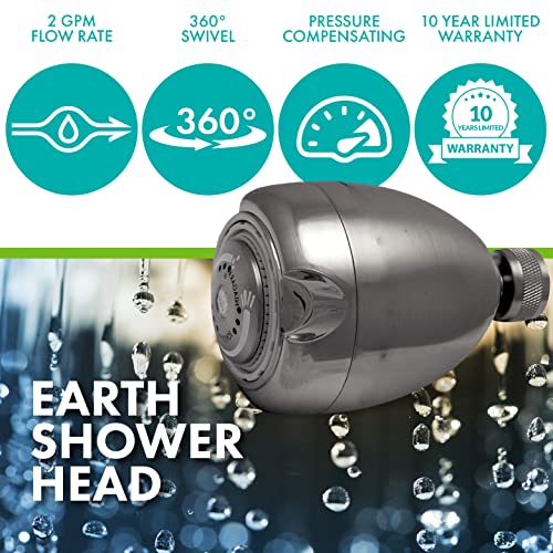 Niagara Conservation Earth Showerhead - Niagara Conservation | Energy & Water Saving Showerhead (2.0 GPM) High-Efficiency 3-Spray Brushed Nickel Fixed Shower Head (N2920BN) - Image 2