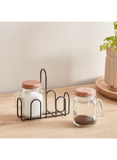 Essential 3-Piece Glass Mason Jar Set with Stand 13.5 x 12.5 x 6.8 cm