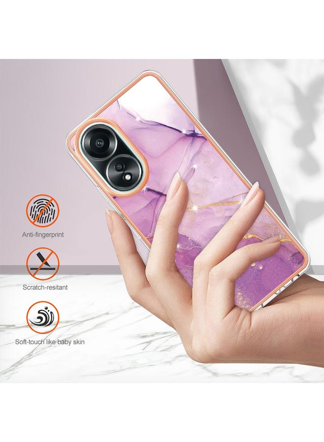 اس-توب جراب لهاتف OPPO A58 4G، جراب IMD مزدوج الجوانب من الرخام المطلي بالكهرباء - Image 4