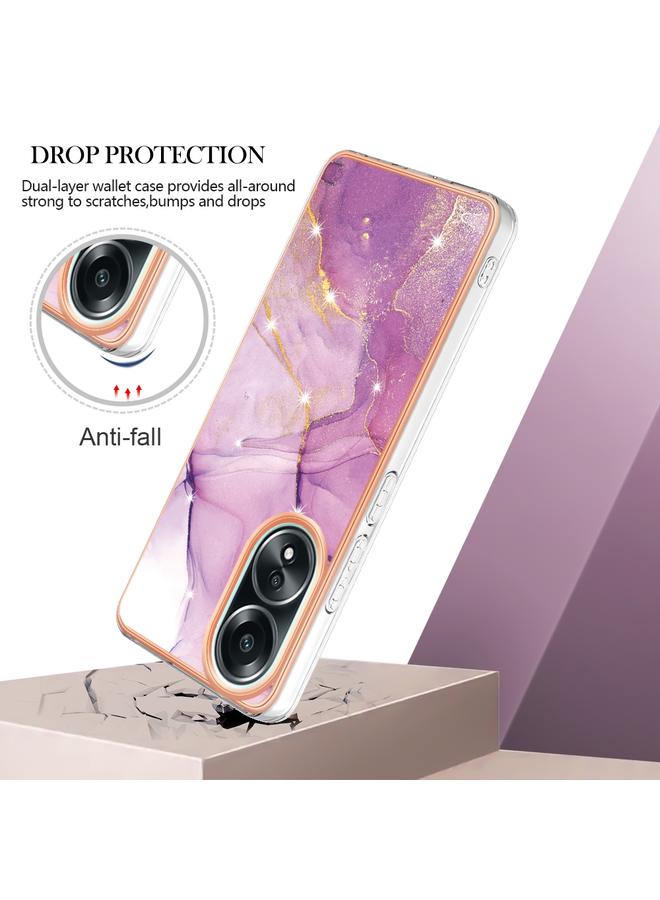 اس-توب جراب لهاتف OPPO A58 4G، جراب IMD مزدوج الجوانب من الرخام المطلي بالكهرباء - Image 3