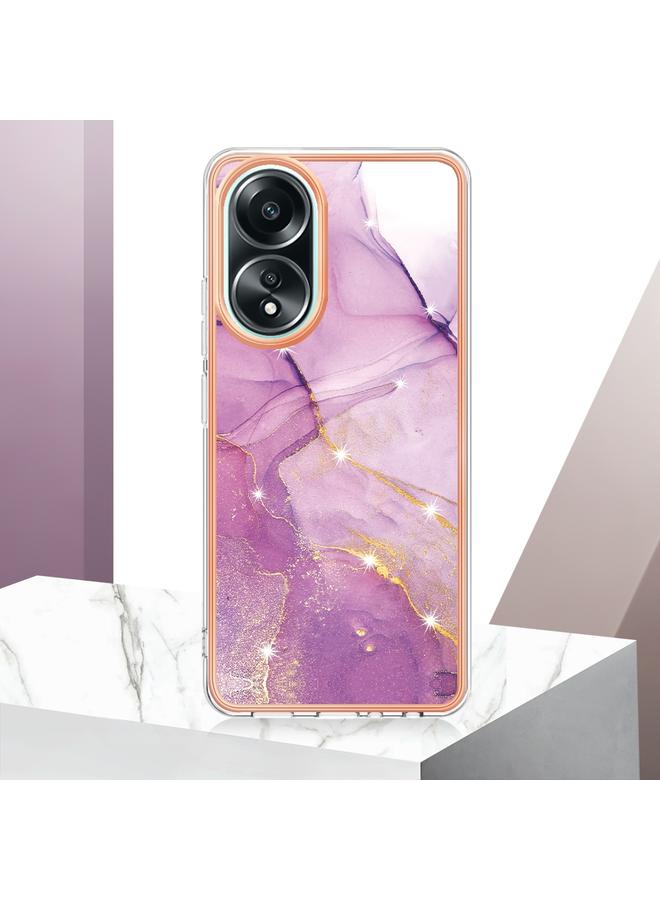 اس-توب جراب لهاتف OPPO A58 4G، جراب IMD مزدوج الجوانب من الرخام المطلي بالكهرباء - Image 2