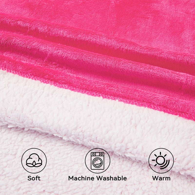 Zando Zando Pink Blanket Hoodie Oversized Wearable Adult Sherpa Hoodie Women Sweater Blanket Sweatshirt with Pockets Hooded Blanket with Sleeves Cozy Warm Comfy Blanket Hoodie Gifts for Women and Mens - Image 2