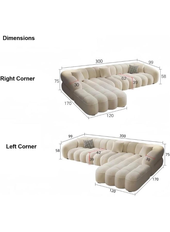 Comfynest مجموعة أرائك متعددة الوظائف مبطنة بالقماش - خيارات متعددة متاحة (شكل L مع Ottoman، يسار) - Image 2