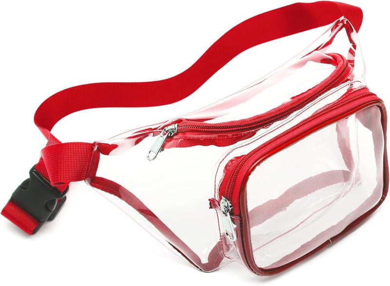 Veckle Clear Fanny Pack Stadium Approved - Adjustable Range 33” - 47“ Belt Bag for Women Fits Sport Events, Travel, Beach, Concerts, Stadium Waist Bag (for age 12 or above), Red - Image 1