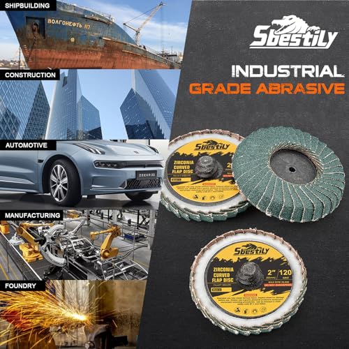 Sbestily 12PCS Mixed Curved Flap Disc 2 Inch Roll Lock Quick Change Sanding Discs 1pcs 1/4" Holder Surface Grinding Disc for Die Grinder 40/60/80/120 Grit Metal Wood Surface Finish Weld Rust Removal - Image 4