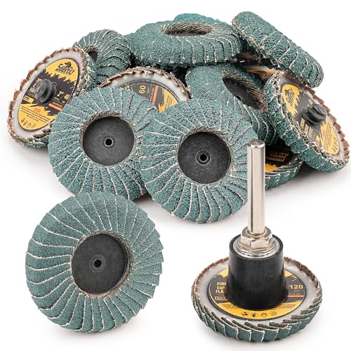 Sbestily 12PCS Mixed Curved Flap Disc 2 Inch Roll Lock Quick Change Sanding Discs 1pcs 1/4" Holder Surface Grinding Disc for Die Grinder 40/60/80/120 Grit Metal Wood Surface Finish Weld Rust Removal - Image 1