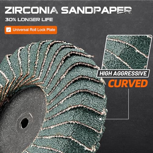 Sbestily 12PCS Mixed Curved Flap Disc 2 Inch Roll Lock Quick Change Sanding Discs 1pcs 1/4" Holder Surface Grinding Disc for Die Grinder 40/60/80/120 Grit Metal Wood Surface Finish Weld Rust Removal - Image 5