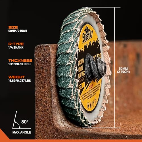 Sbestily 12PCS Mixed Curved Flap Disc 2 Inch Roll Lock Quick Change Sanding Discs 1pcs 1/4" Holder Surface Grinding Disc for Die Grinder 40/60/80/120 Grit Metal Wood Surface Finish Weld Rust Removal - Image 2